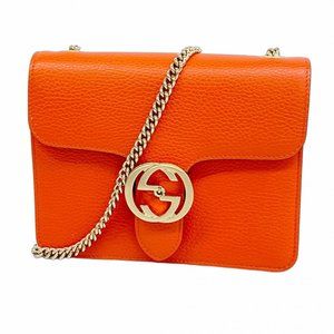 GUCCI Orange Leather Shoulder Bag